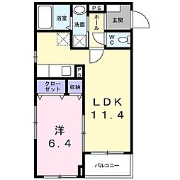 クロシェット 1LDKの間取図画像