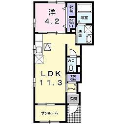 サニーコートA 1LDKの間取図画像