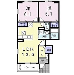 ヒルサイドスクエア西小田A 2LDKの間取図画像