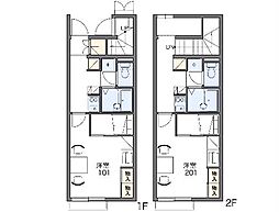 レオパレスラフォーレＢ 2階1Kの間取り