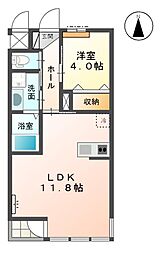 ヴェール・コリーヌ 2階1LDKの間取り