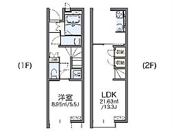 レオネクストハッピネス 1LDKの間取図画像