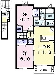 レイクサイドヴィラ・K 2LDKの間取図画像