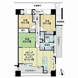 サーパス安島 9階3LDKの間取り