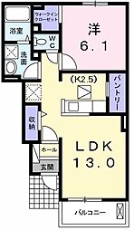 フェリーチェ 1階1LDKの間取り