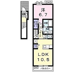 JR八高線 東飯能駅 徒歩11分の賃貸アパート 2階1LDKの間取り