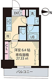 東京メトロ丸ノ内線 新中野駅 徒歩2分の賃貸マンション 5階1Kの間取り