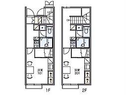レオパレスウエオレットキンセイ 1階1Kの間取り