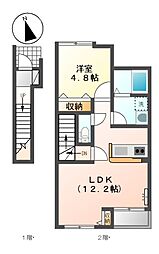 サンコートあすなろC 1LDKの間取図画像