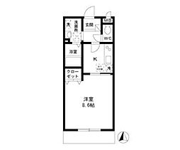 パークサイド若宮Ｃ棟 1階1Kの間取り