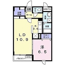 グレイス・ソルラ 2階1LDKの間取り