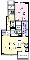 サン・ブライトC館 1LDKの間取図画像