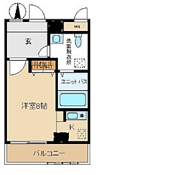 カサグランデ服部 ワンルームの間取図画像