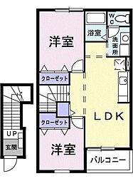 イーストガーデン2 2LDKの間取図画像