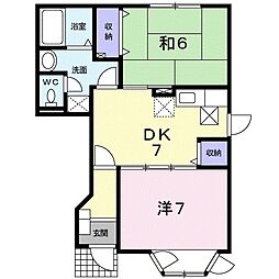 サンヒルズ大谷I 1階2DKの間取り