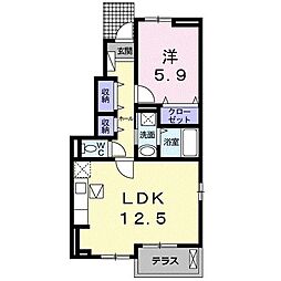 ＧＲＥＥＮ・II−Ｂ 1階1LDKの間取り