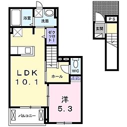 コートハウス安塚 1LDKの間取図画像