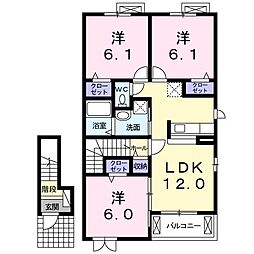 パークIII大針 2階3LDKの間取り
