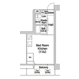 京急本線 平和島駅 徒歩7分の賃貸マンション 2階ワンルームの間取り