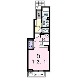 サニーレジデンス　ＫII 1階ワンルームの間取り