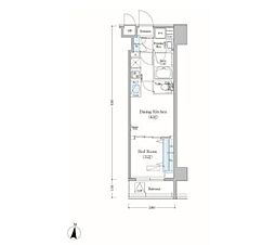 都営大江戸線 森下駅 徒歩5分の賃貸マンション 2階1DKの間取り