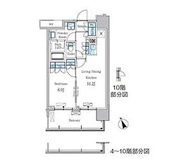 パークアクシス浅草・田原町 9階1LDKの間取り