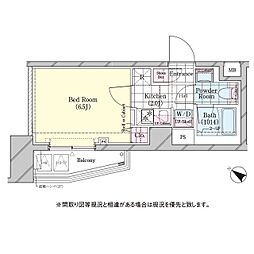 シェル品川戸越 2階1Kの間取り