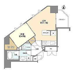東京メトロ丸ノ内線 西新宿駅 徒歩6分の賃貸マンション 9階1LDKの間取り