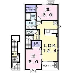 メゾン蒼空2 2LDKの間取図画像