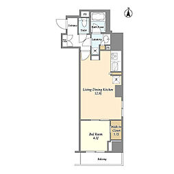 都営大江戸線 両国駅 徒歩8分の賃貸マンション 6階1LDKの間取り