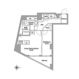 コンフォリア馬込 2階1LDKの間取り