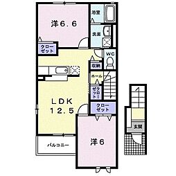 サリュー　II 2階2LDKの間取り