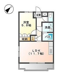 サンパレス 2階1LDKの間取り