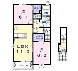 レジデンスオオギ1 2LDKの間取図画像