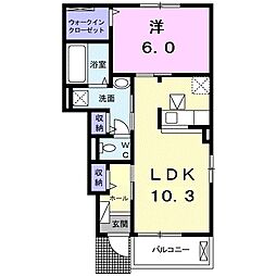 サクラーレA 1LDKの間取図画像