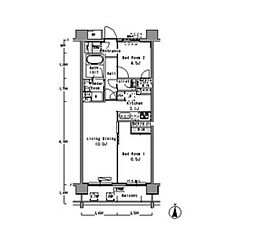 パークアクシス滝野川 3階2LDKの間取り