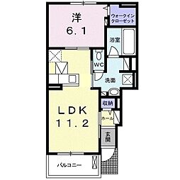 ピーチブロッサムB 1LDKの間取図画像