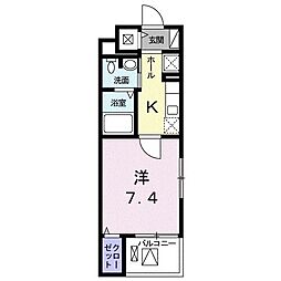 ヴェルニ上中里 4階1Kの間取り