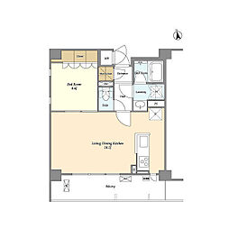 東急池上線 雪が谷大塚駅 徒歩4分の賃貸マンション 6階1LDKの間取り