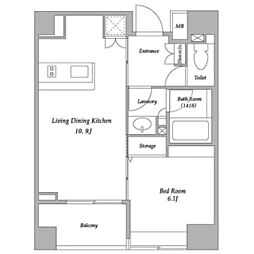 BPRレジデンス蔵前 1LDKの間取図画像