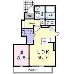 名鉄名古屋本線 本星崎駅 徒歩14分の賃貸アパート 1階1LDKの間取り