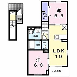 フレーシア 2LDKの間取図画像
