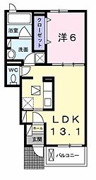 名古屋市営鶴舞線 赤池駅 徒歩24分の賃貸アパート 1階1LDKの間取り