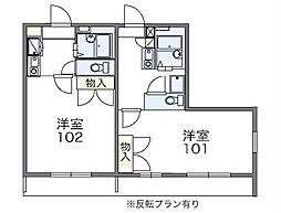 レオパレス柏原 1Kの間取図画像