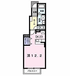 シャンクレール ワンルームの間取図画像