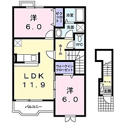 メゾントールＨＩＲＯ 2階2LDKの間取り