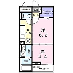 ラッキークローバー2 1LDKの間取図画像