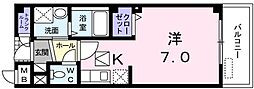 JR南武線 矢川駅 徒歩5分の賃貸マンション 3階ワンルームの間取り