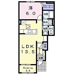 オーシャンフロント新富士 1LDKの間取図画像