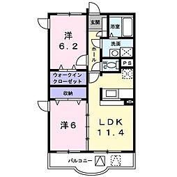 サン・ブライトＢ館 3階2LDKの間取り